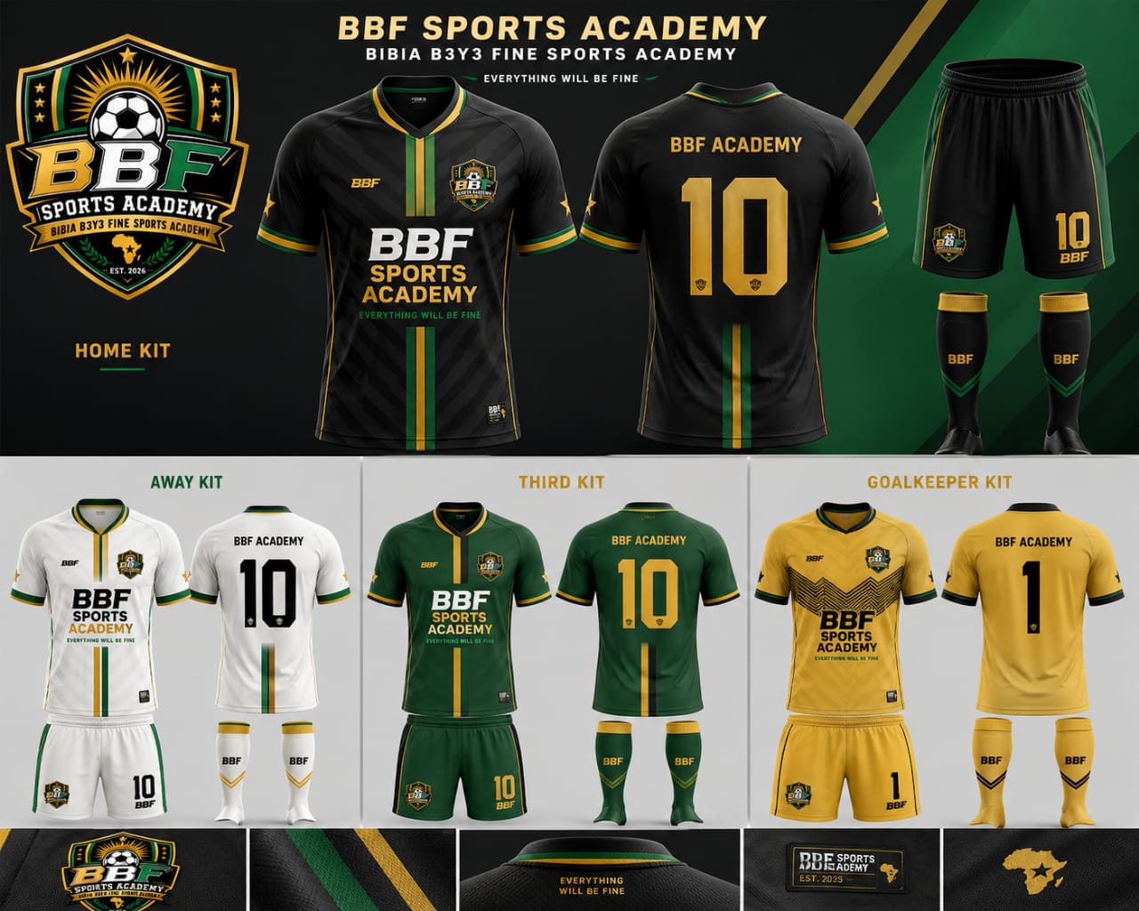 BBF JERSEYS WITH KEEPER'S YELLOW JERSEY (Top & Down)